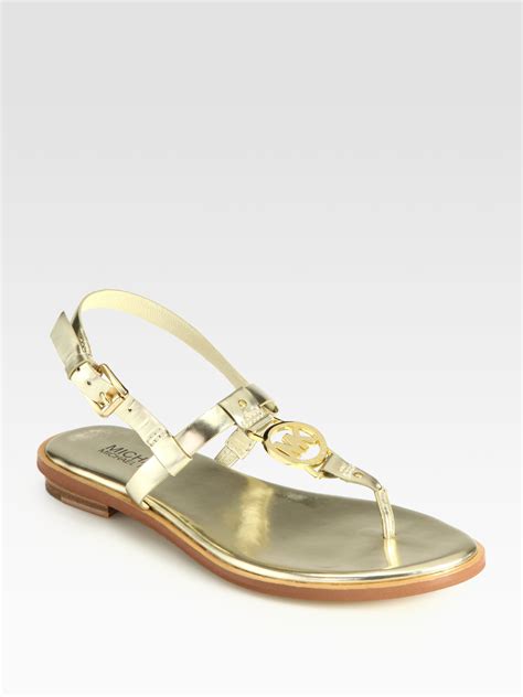 michael kors aliza gold sandal|MICHAEL Michael Kors Gold Sandals + FREE SHIPPING.